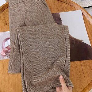 Coffee Brown Casual Women's Slim Fit Long Suit Pants